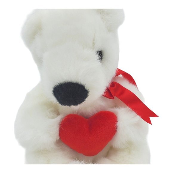 TY BEANIE BUDDY “ ROMEO ” 14IN  Plush‎ BEAR 1997  White Polar Red Heart  No Tag - Picture 2 of 8